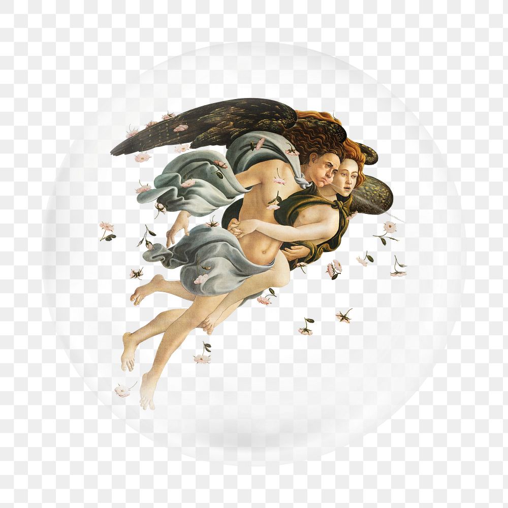 Png Sandro Botticelli's angels sticker, bubble design transparent background. Remixed by rawpixel.