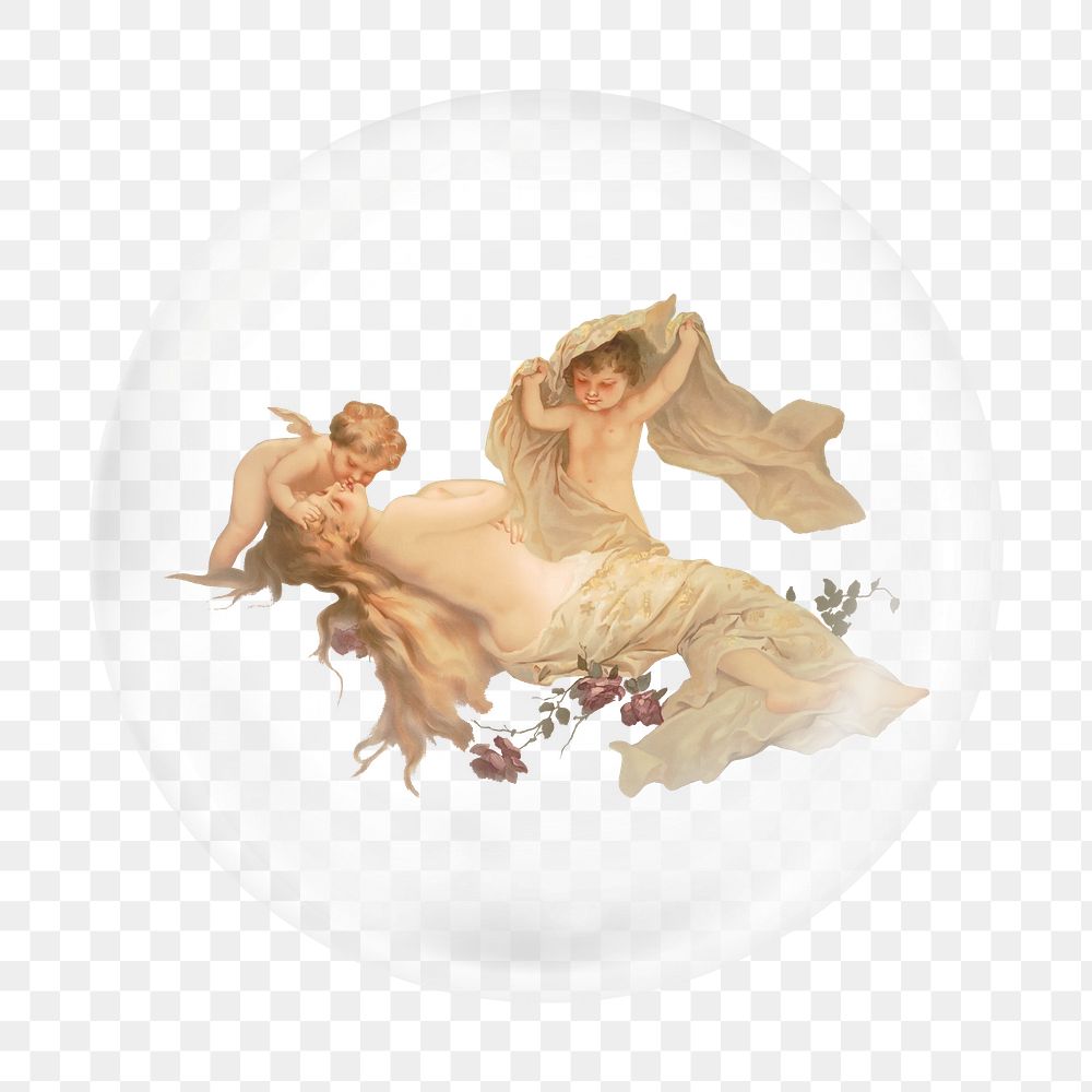 Aesthetic cherubs png sticker bubble design transparent background. Remixed by rawpixel.