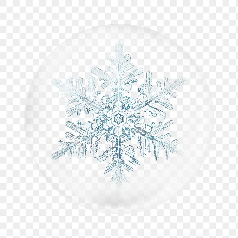 Winter snowflake png sticker,  bubble design transparent background. Remixed by rawpixel.