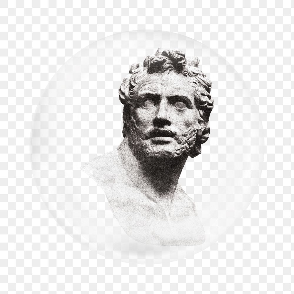 Bust of Patroclus png sticker bubble design transparent background. Remixed by rawpixel.