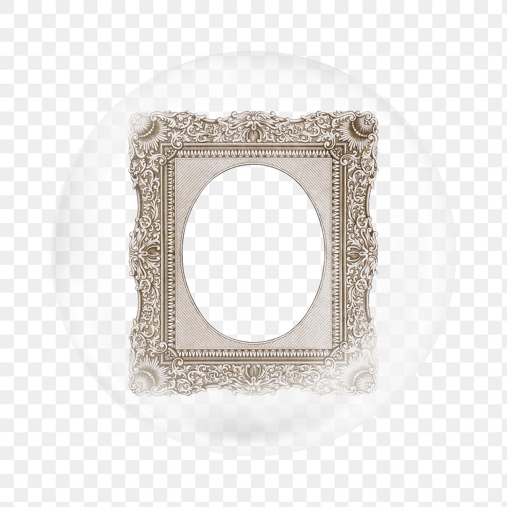Png Vintage photo frame sticker, bubble design transparent background. Remixed by rawpixel.