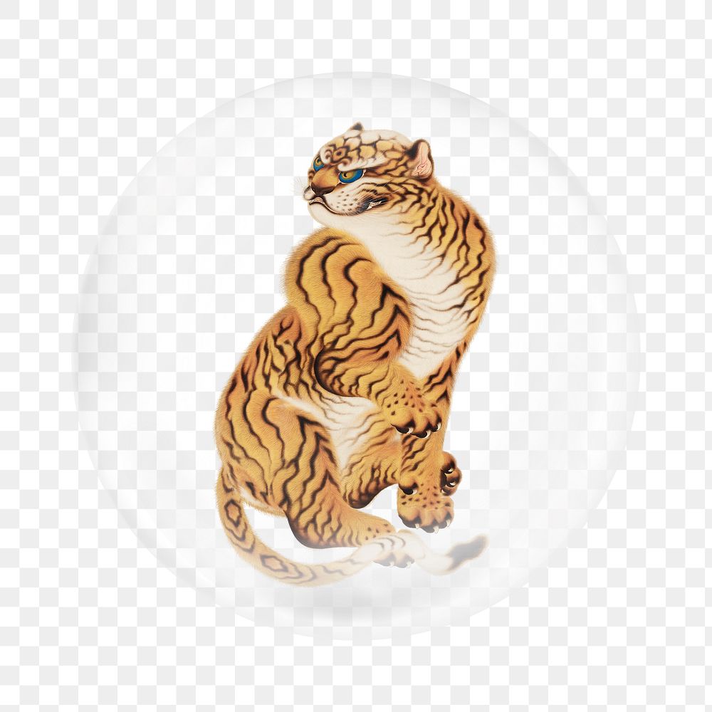 Yuhi's tiger png sticker, bubble design transparent background. Remixed by rawpixel.