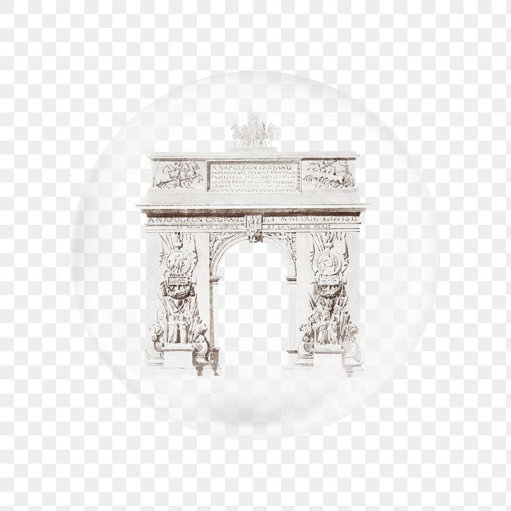 Arc de Triomphe png landmark sticker, bubble design transparent background. Remixed by rawpixel.