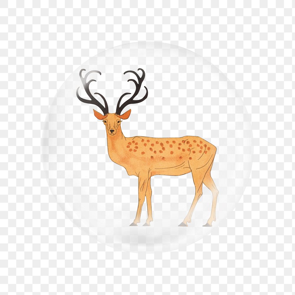 Stag png wild animal sticker, bubble design transparent background. Remixed by rawpixel.