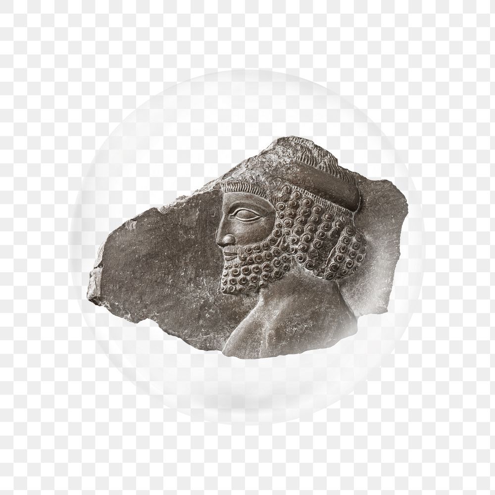 Relief-carved png fragment from persepolis sticker, bubble design transparent background. Remixed by rawpixel.