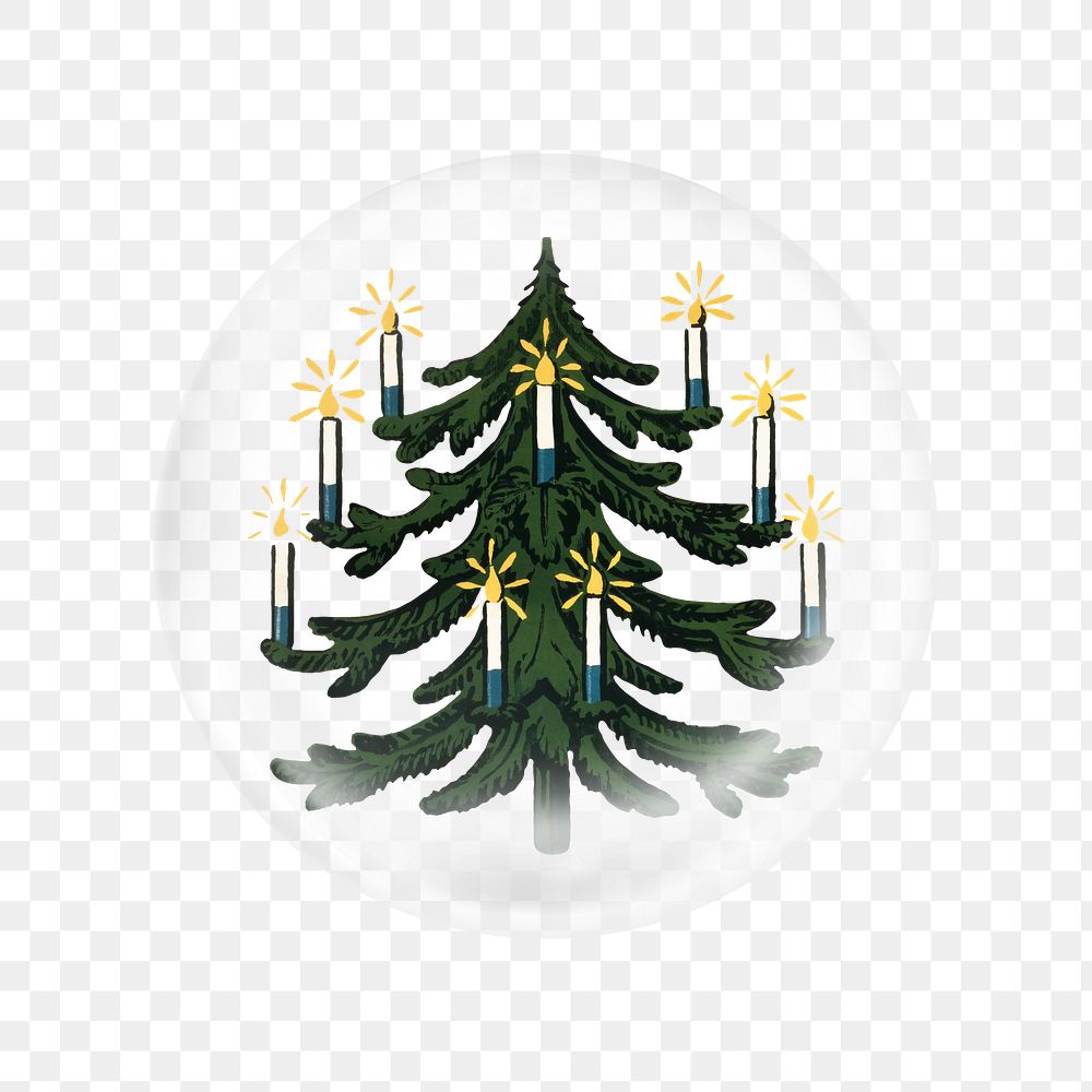 Christmas tree png sticker, vintage illustration in bubble transparent background. Remixed by rawpixel.