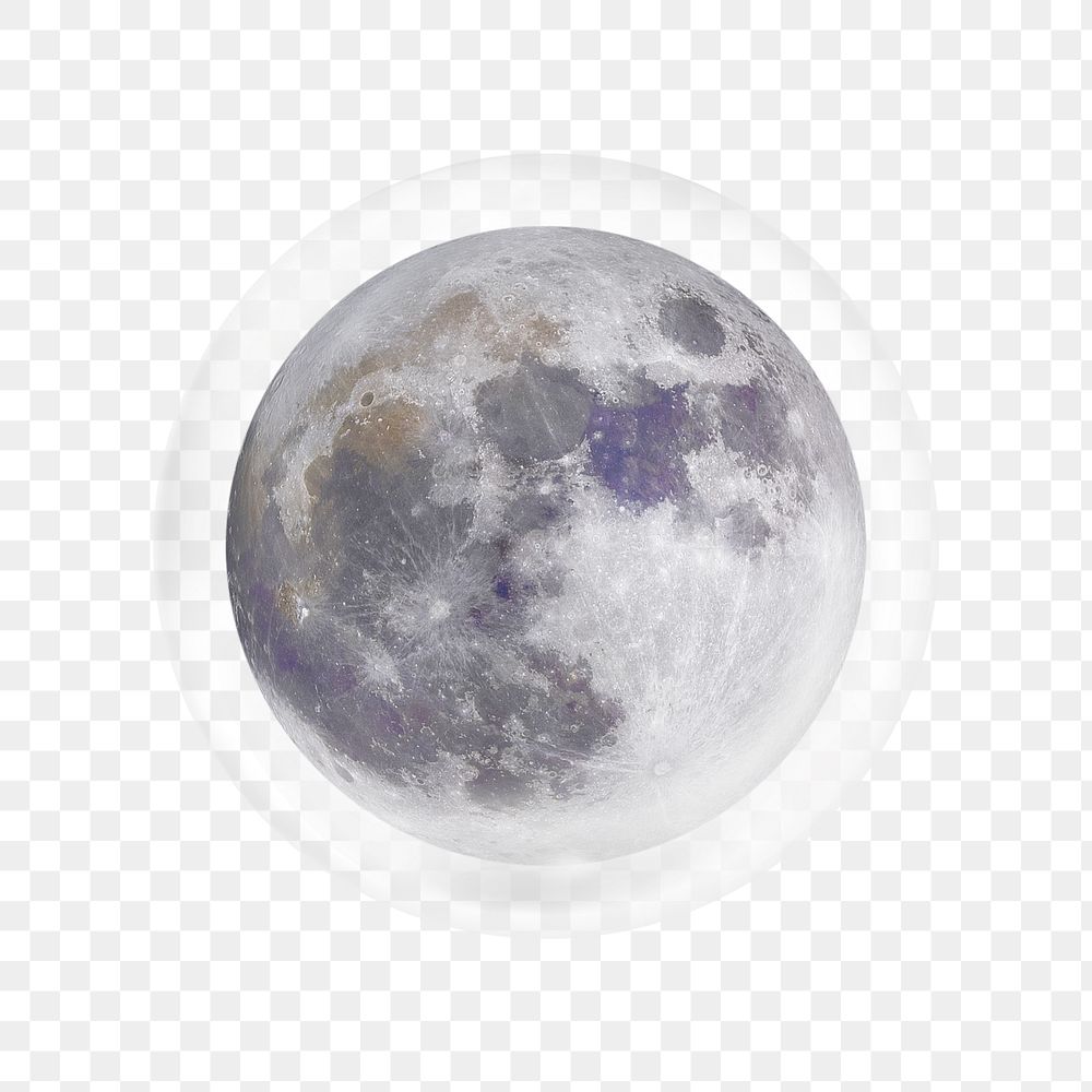 Aesthetic full moon png sticker,  bubble design transparent background. Remixed by rawpixel.