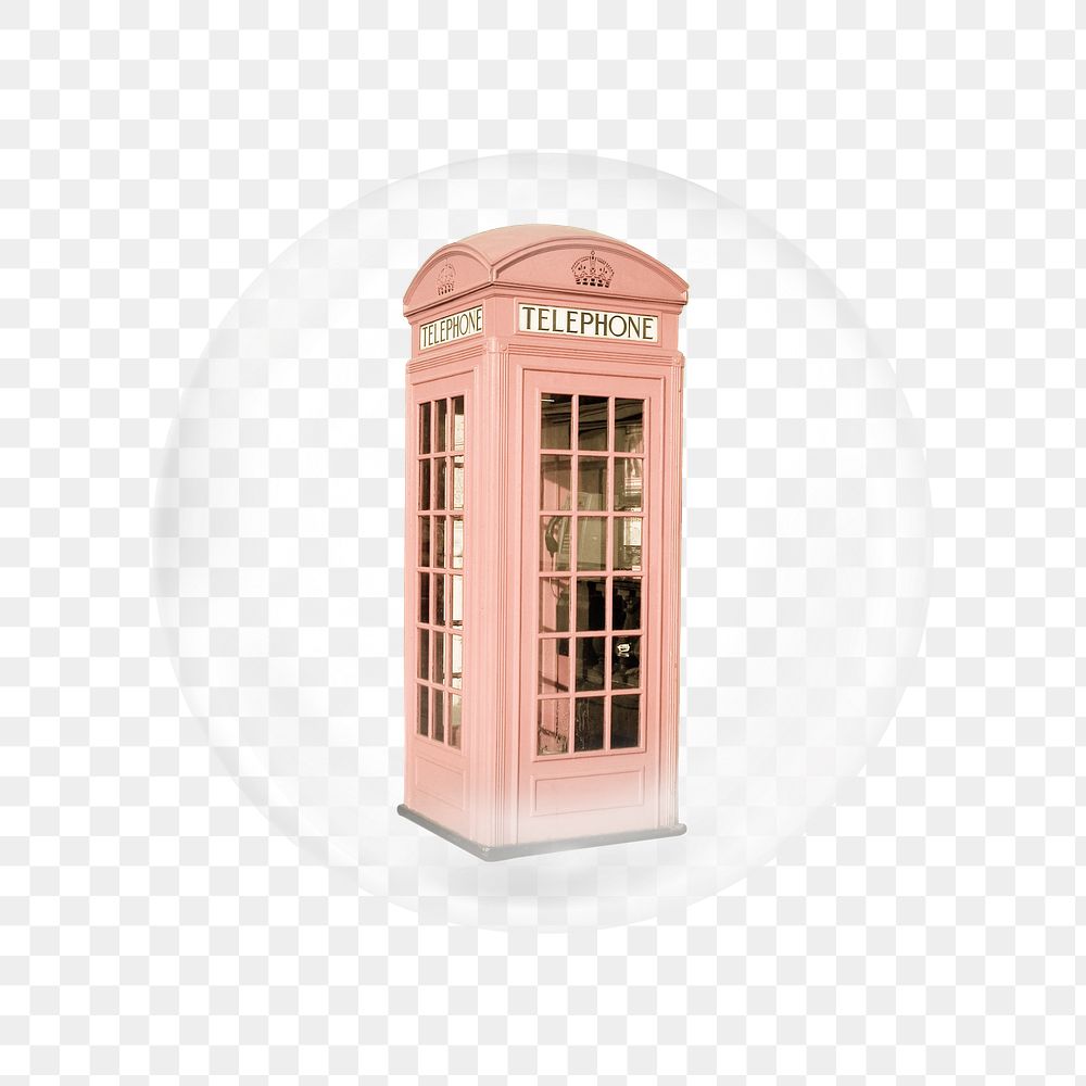 Telephone booth png sticker, bubble design transparent background. Remixed by rawpixel.