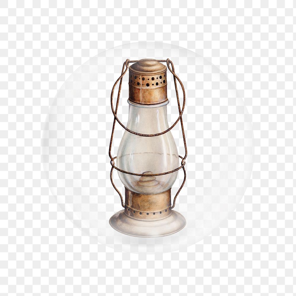 Lantern png sticker, vintage illustration in bubble transparent background. Remixed by rawpixel.