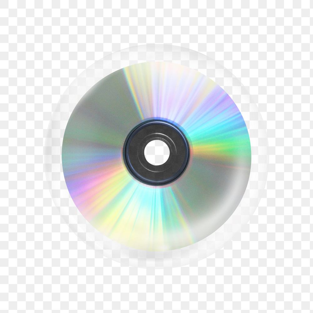 CD disk png sticker,  bubble design transparent background. Remixed by rawpixel.