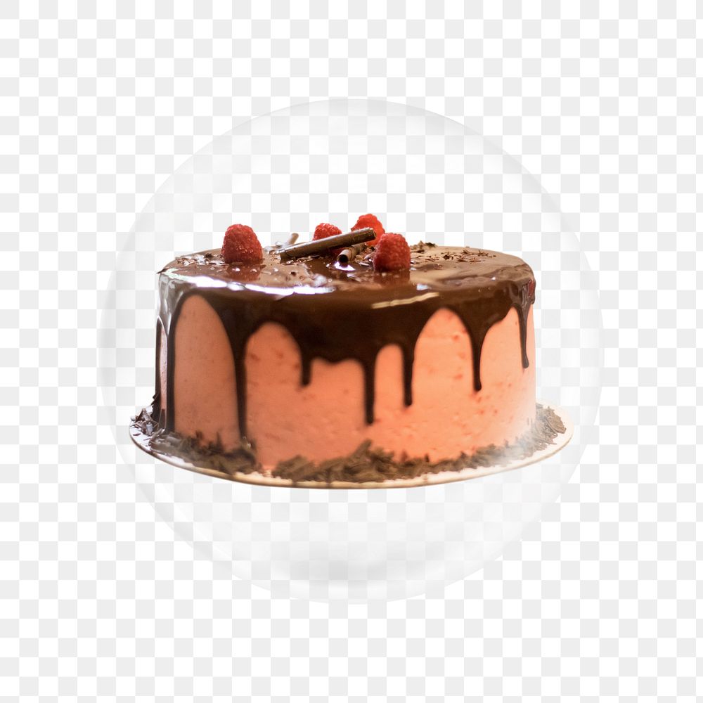 Chocolate cake png sticker, bubble design transparent background. Remixed by rawpixel.