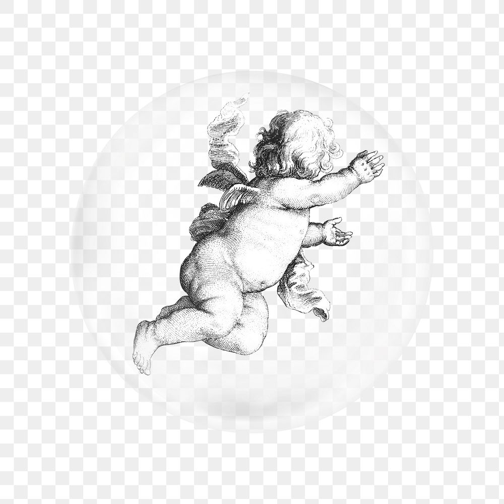 Cherub cupid png sticker, bubble design transparent background. Remixed by rawpixel.