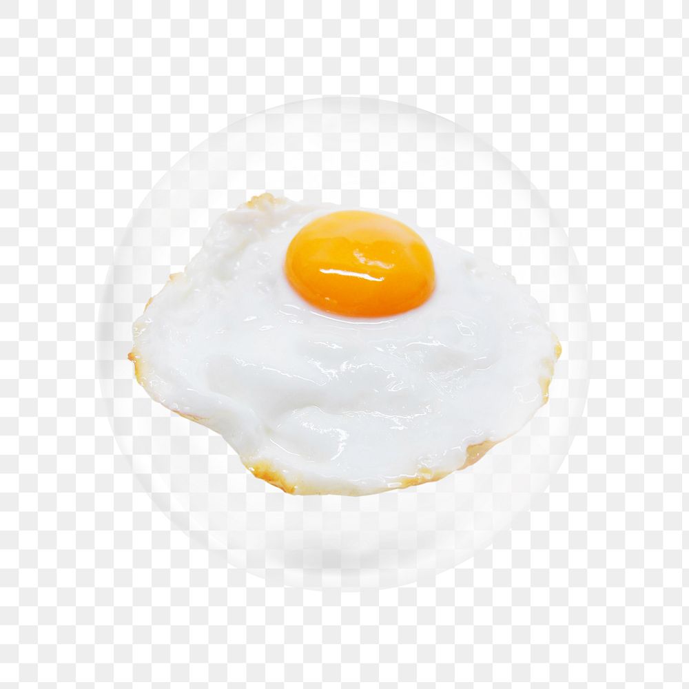 Fried egg png sticker, breakfast food in bubble transparent background. Remixed by rawpixel.