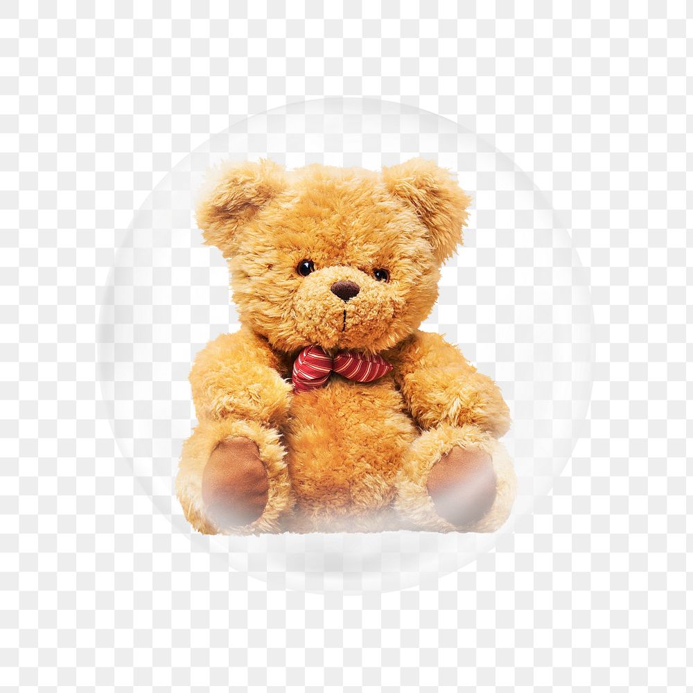 Teddy bear png sticker, bubble design transparent background. Remixed by rawpixel.