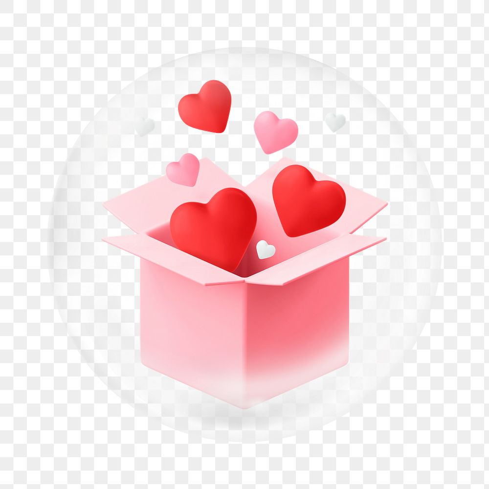 PNG Valentine's gift box   sticker, bubble design transparent background