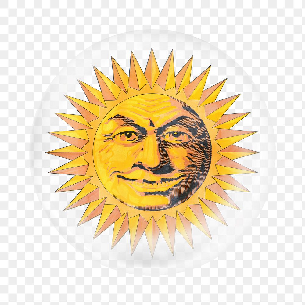 Smiling sun png sticker, bubble design transparent background. Remixed by rawpixel.