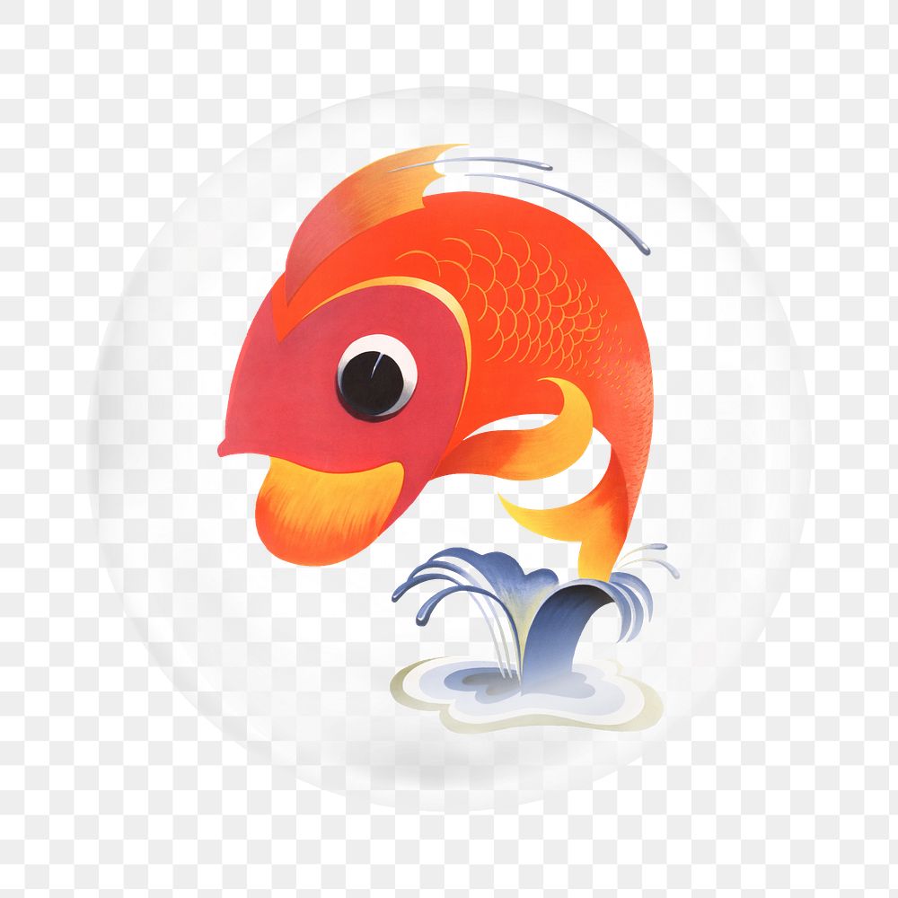 Jumping fish png cartoon sticker, animal illustration, bubble design transparent background. Remixed by rawpixel.