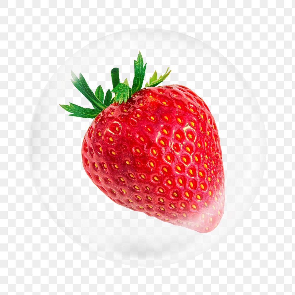 Fresh strawberry png sticker, bubble design transparent background. Remixed by rawpixel.