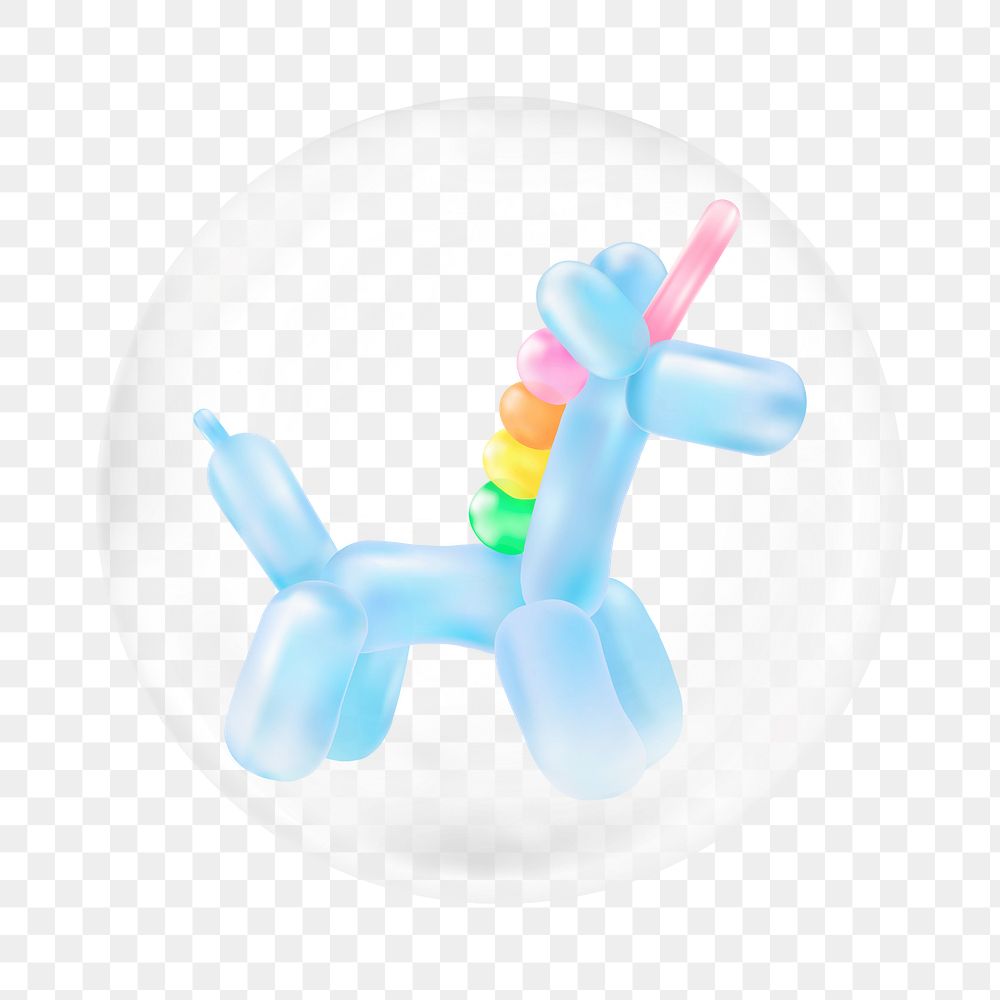 Unicorn balloon    sticker, bubble design transparent background