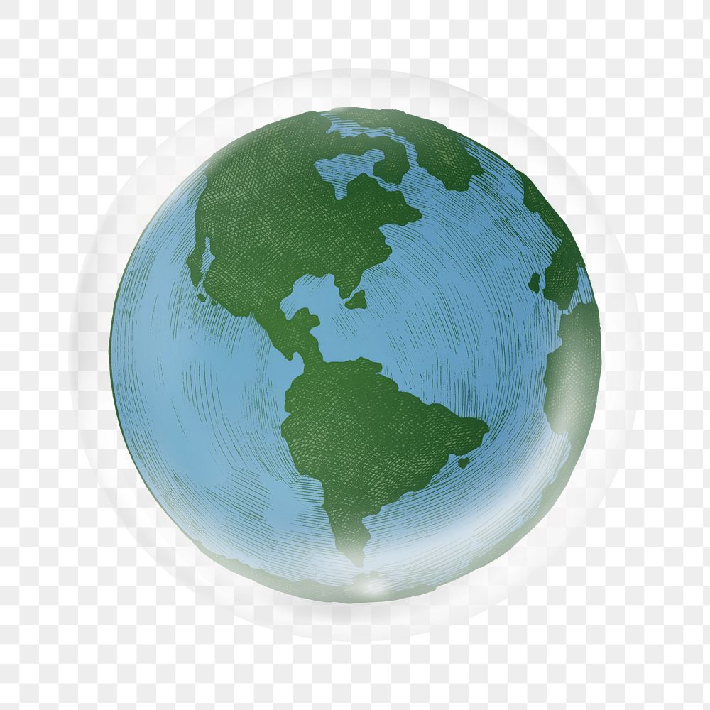 Planet earth    sticker, bubble design transparent background