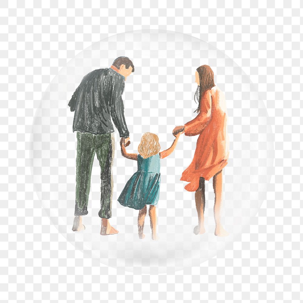 Happy family png   sticker, bubble design transparent background