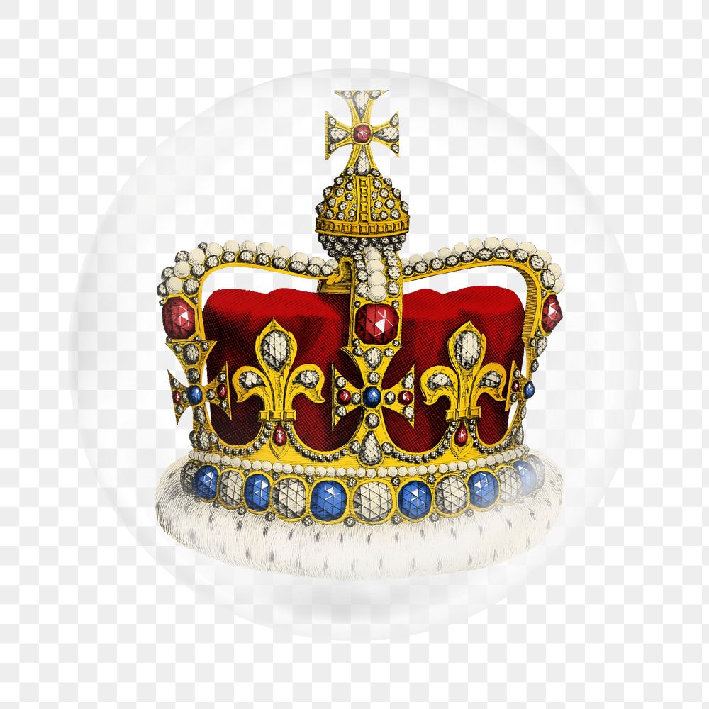 Royal crown png sticker,  bubble design transparent background. Remixed by rawpixel.