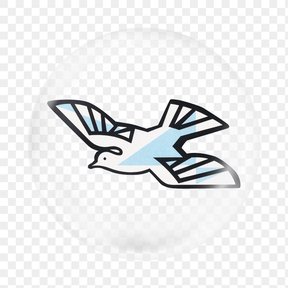 Flying dove png sticker,  bubble design transparent background. Remixed by rawpixel.