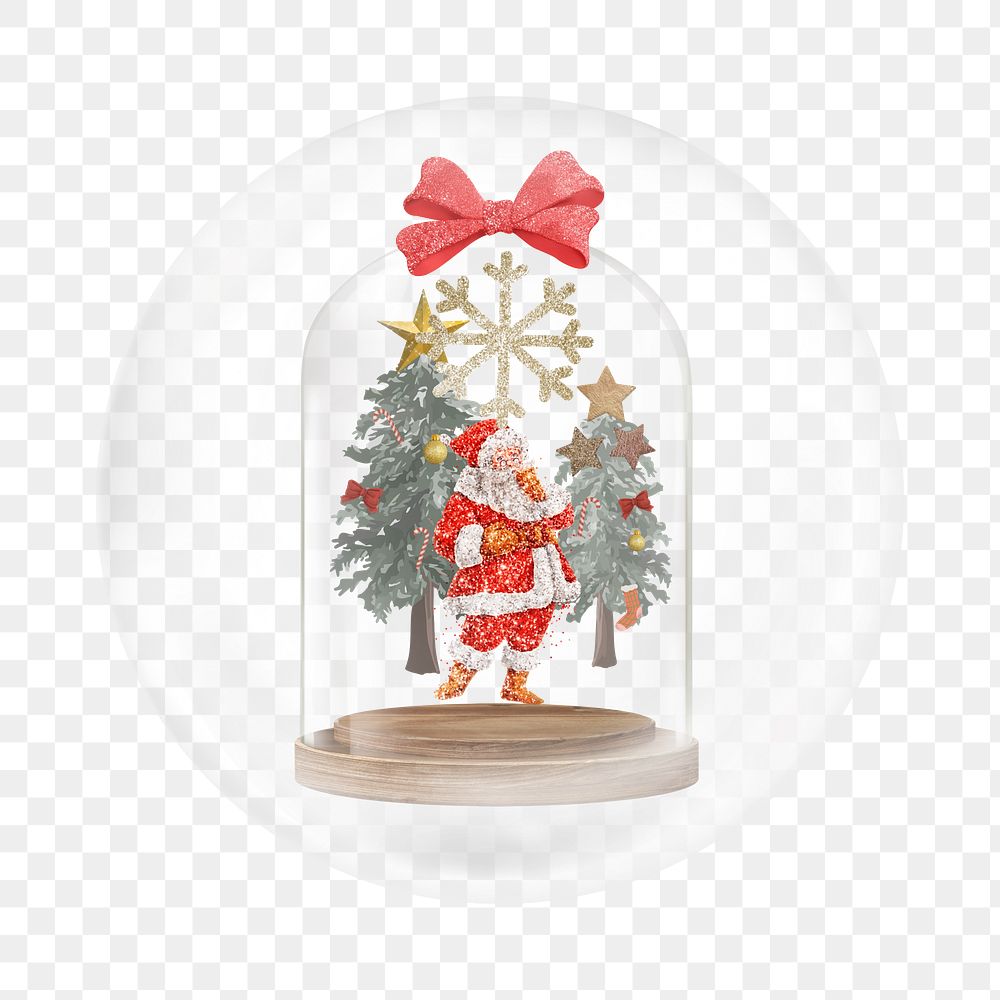 PNG Christmas Santa snow globe     sticker, bubble design transparent background