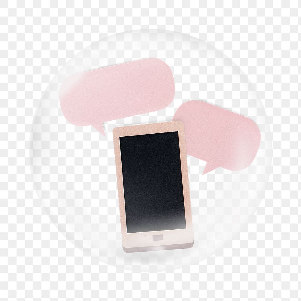 PNG smartphone with speech bubbles     sticker, bubble design transparent background