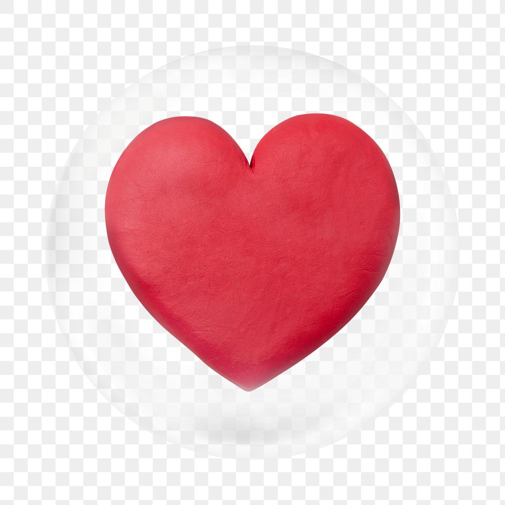 Red heart png element in bubble