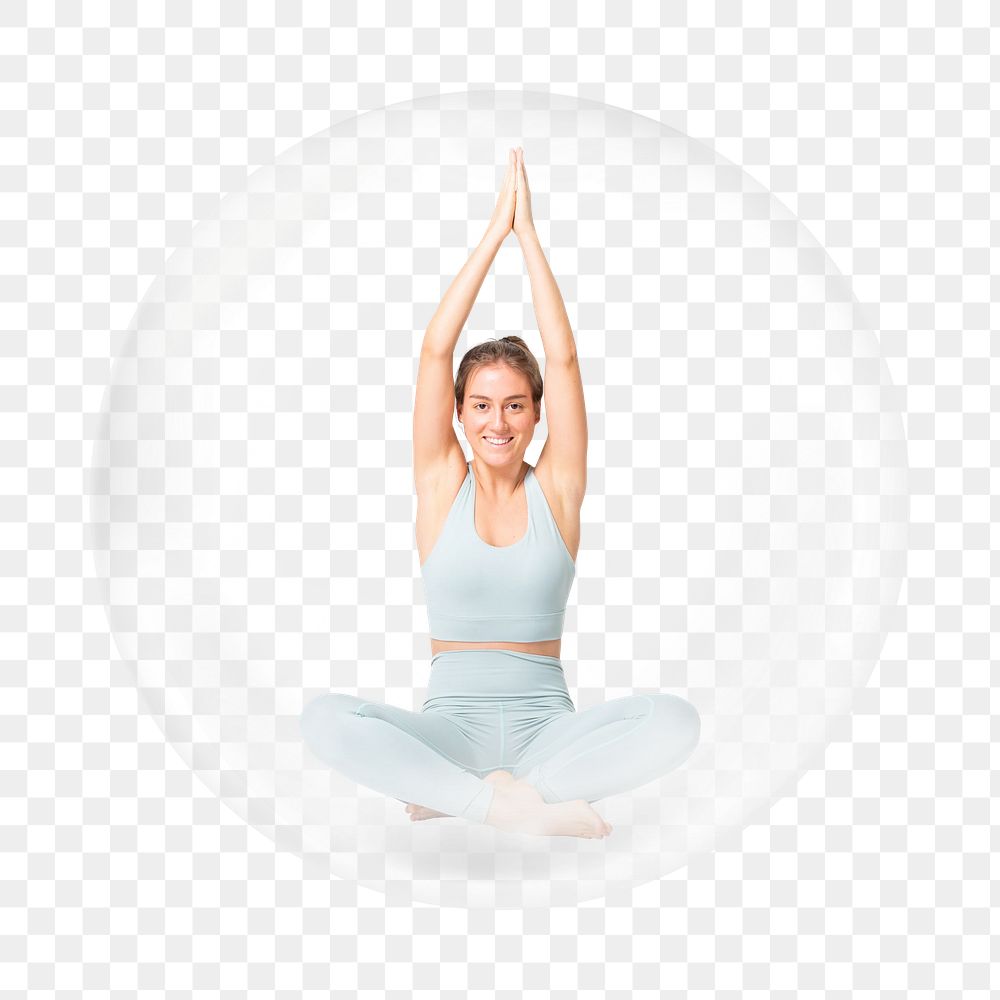 Yoga woman png element in bubble