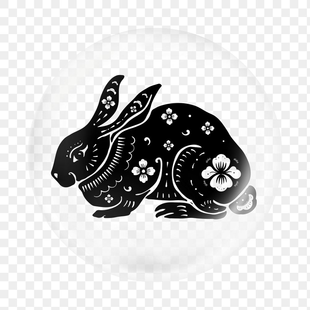 Rabbit illustration png element, animal in bubble