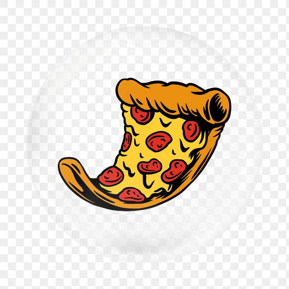 Pizza illustration png element, food in bubble
