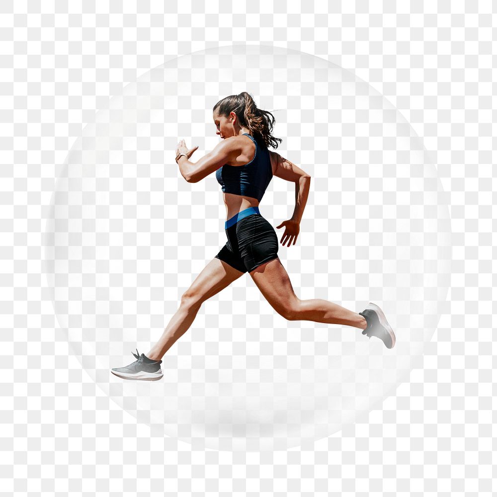 Running woman png element in bubble