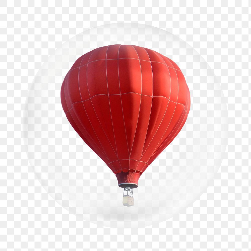 Hot air balloon png element in bubble