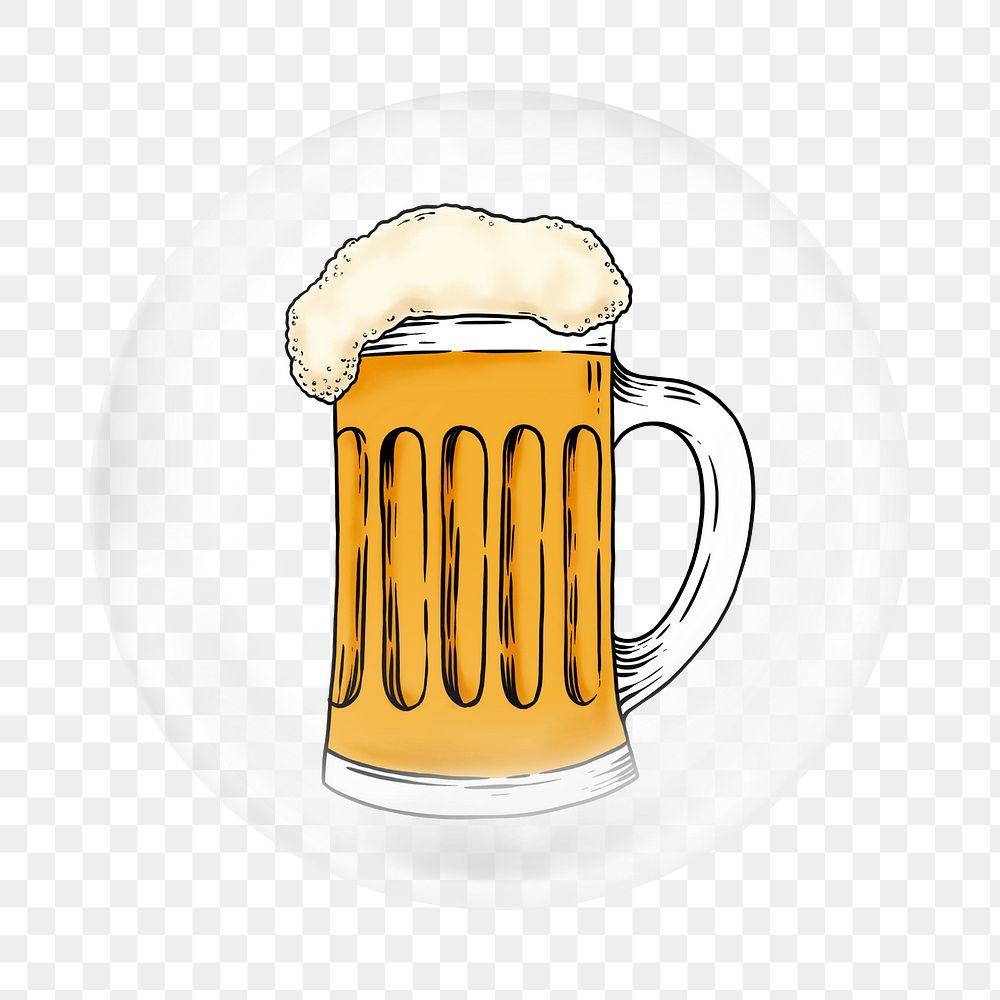 Beer illustration png element, drink in bubble