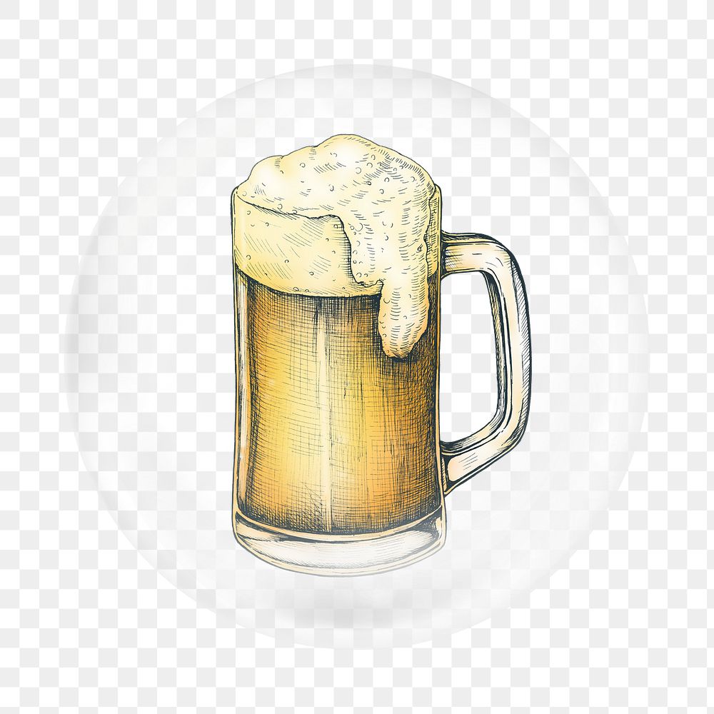 Beer illustration png element, drink in bubble