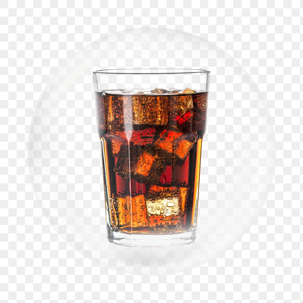 Iced cola png element, drink in bubble