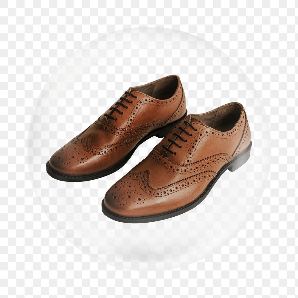 Leather derby shoes png element in bubble