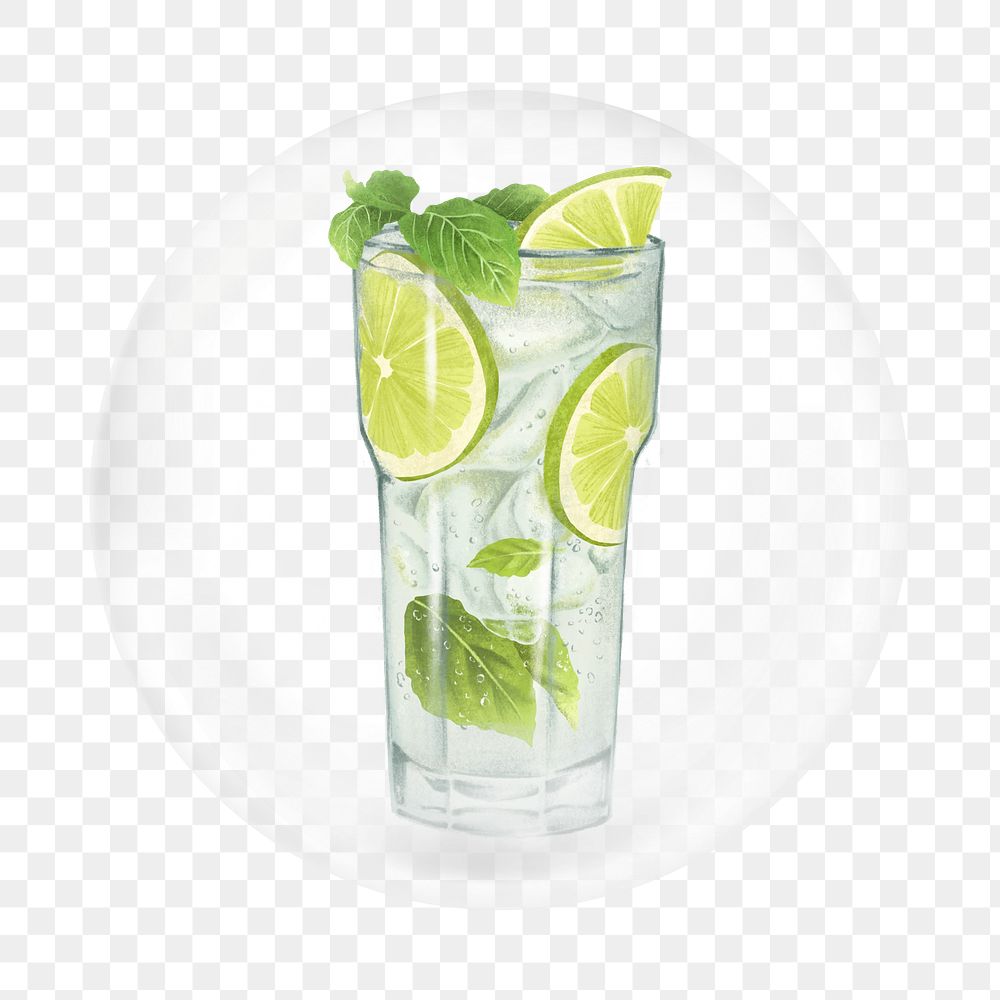 Mojito cocktail png element, drink in bubble