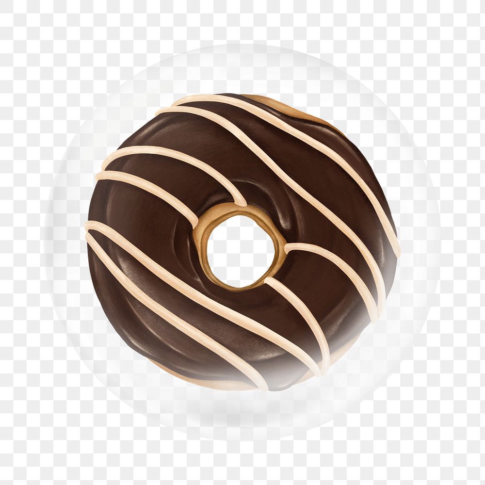 Chocolate donut png element, dessert in bubble