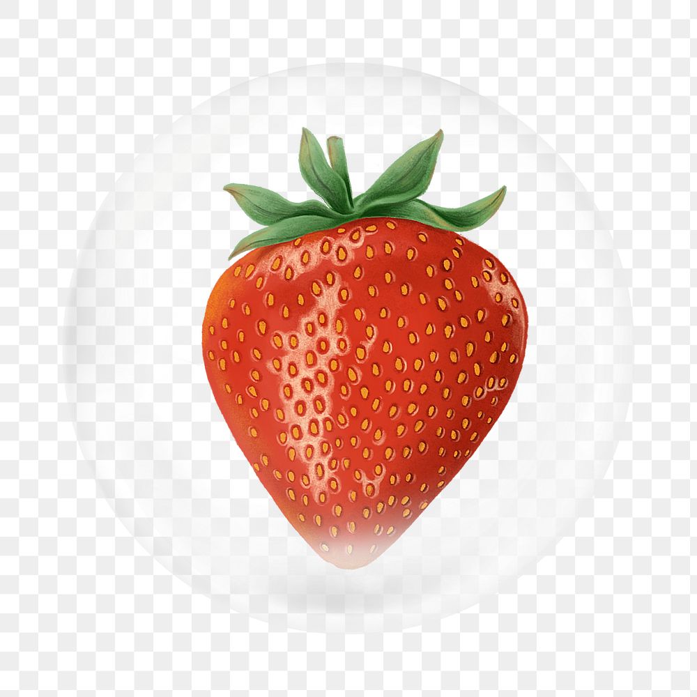 Strawberry png element, fruit in bubble