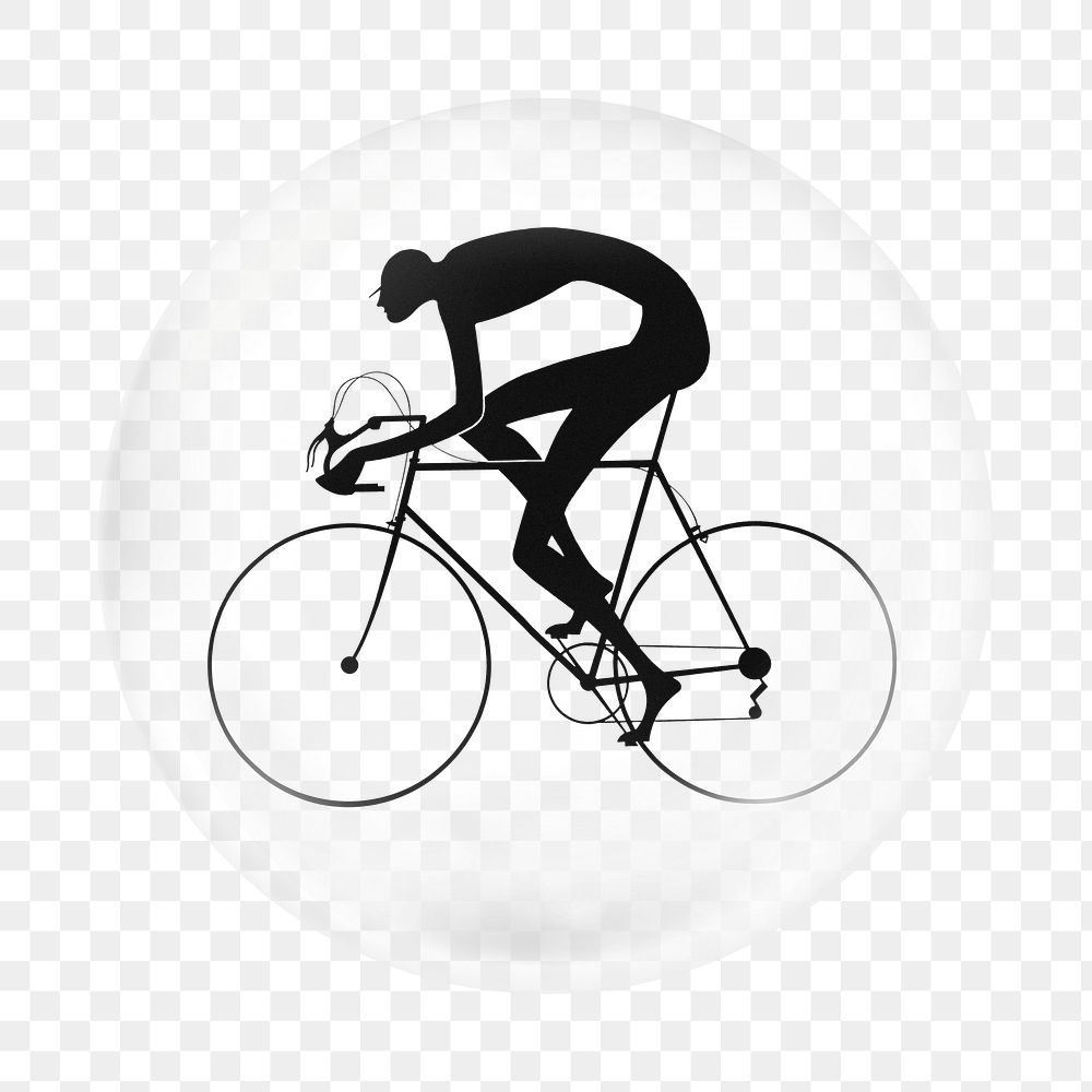 Riding bicycle png element in bubble