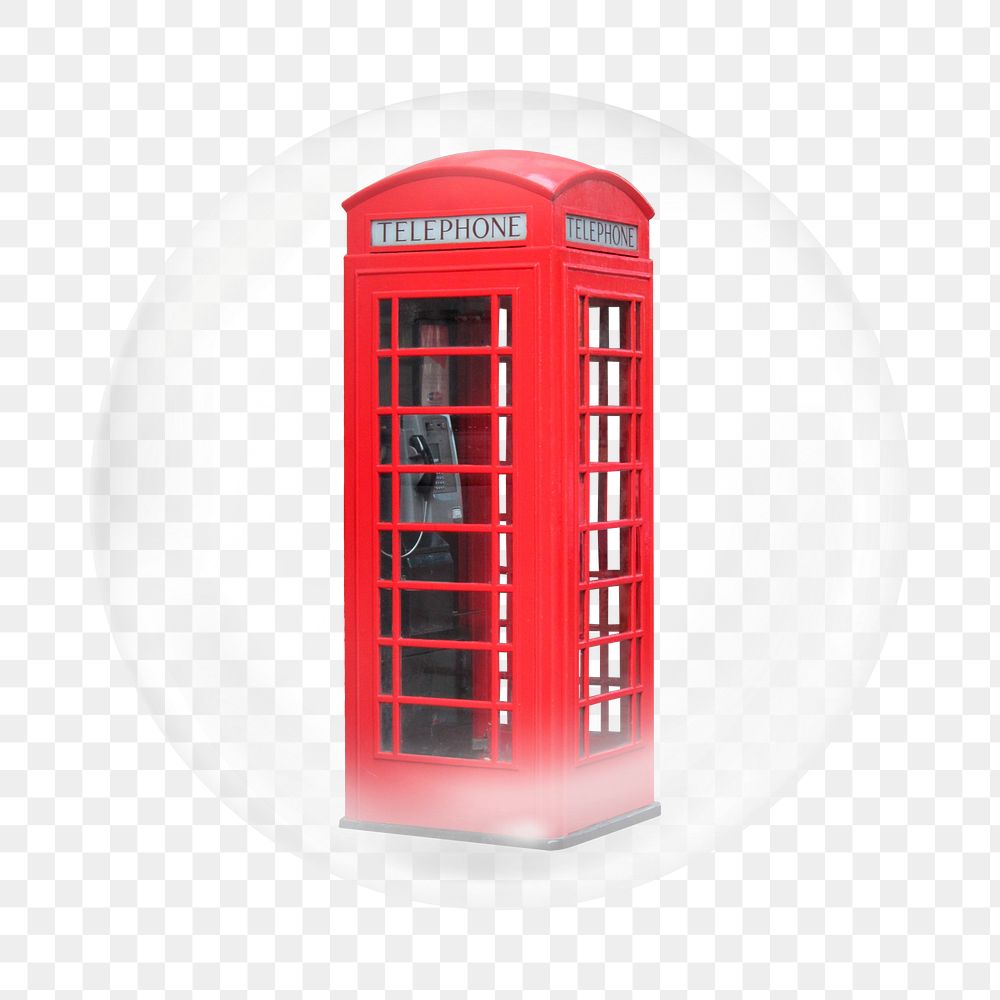 Red telephone booth png element in bubble