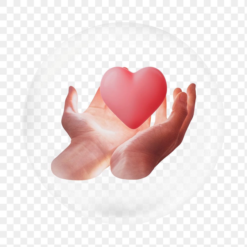 Holding heart png element in bubble