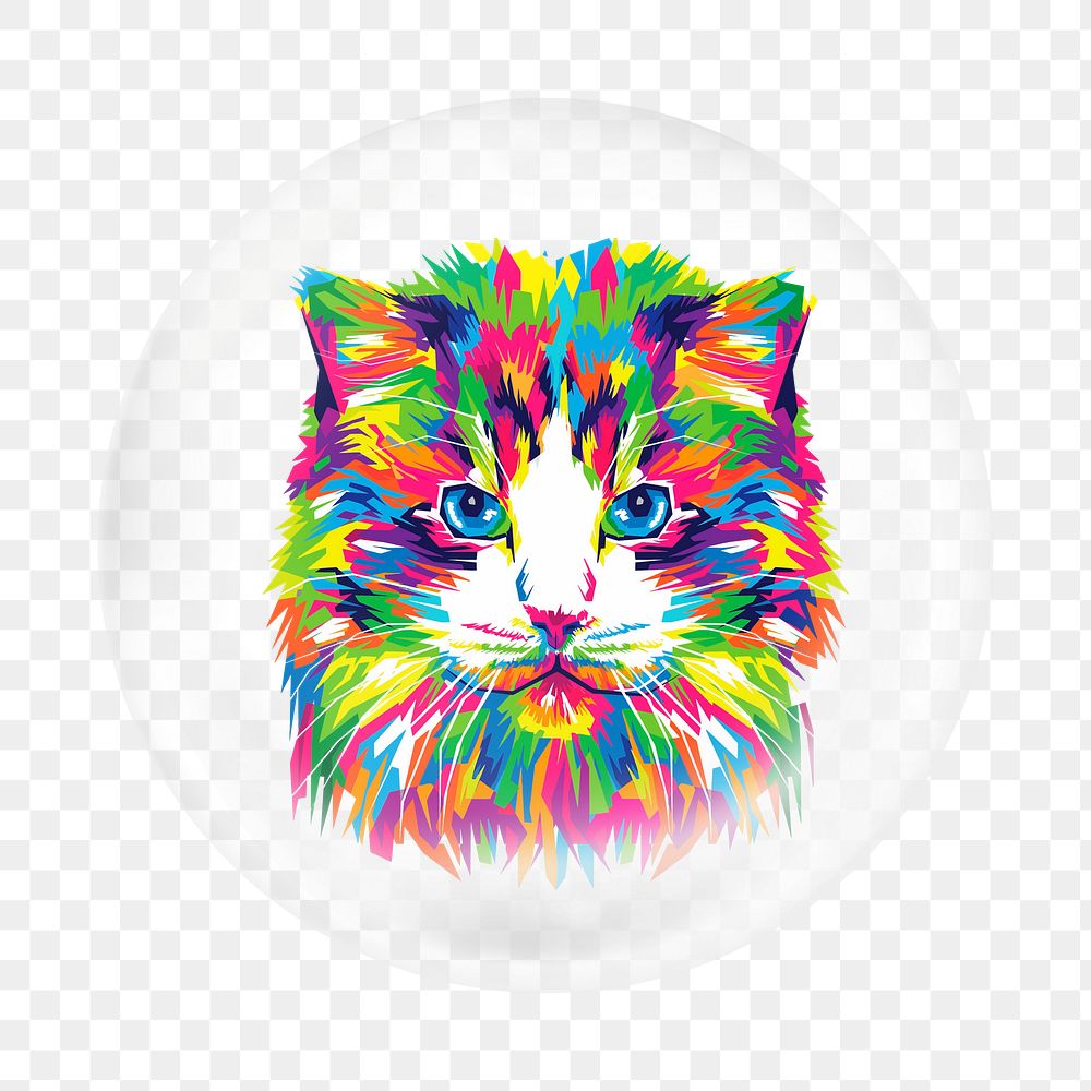 Funky cat png element, animal in bubble