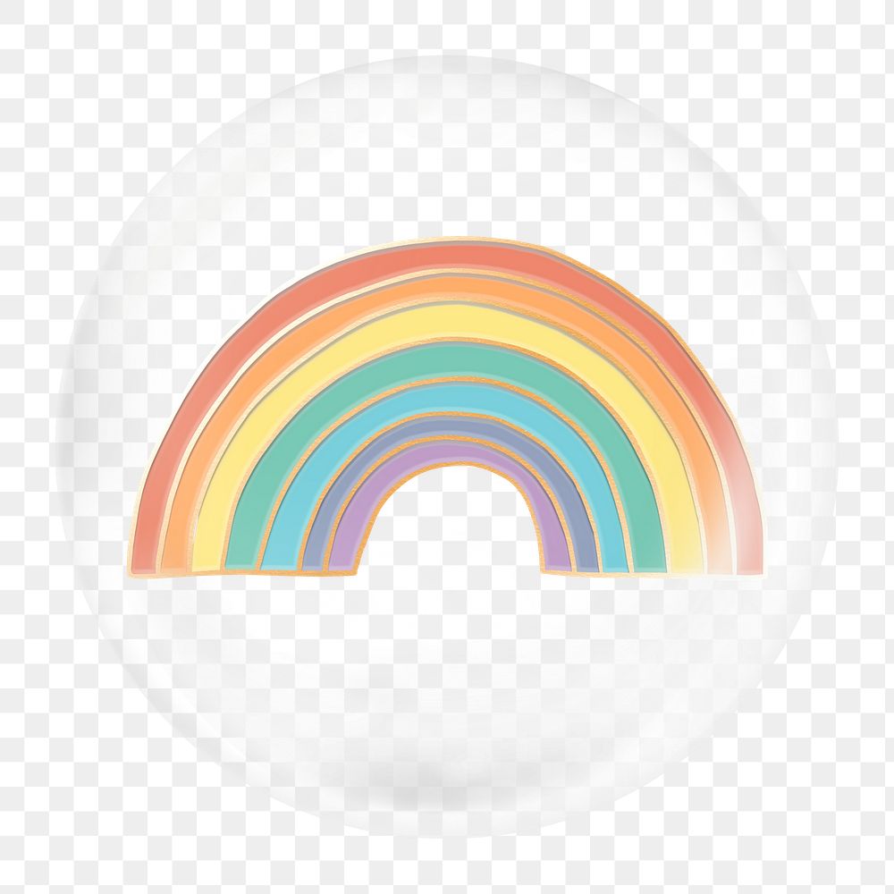 Pastel rainbow png element in bubble