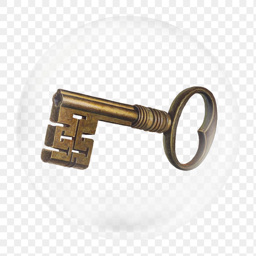 Vintage key png element in bubble