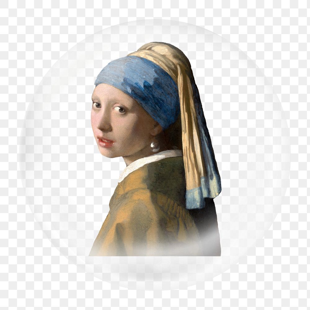 Png Vermeer's Girl with a Pearl Earring element in bubble. Remixed by rawpixel.