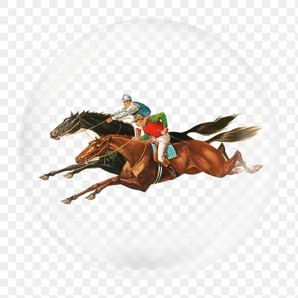 Horse riders png element in bubble